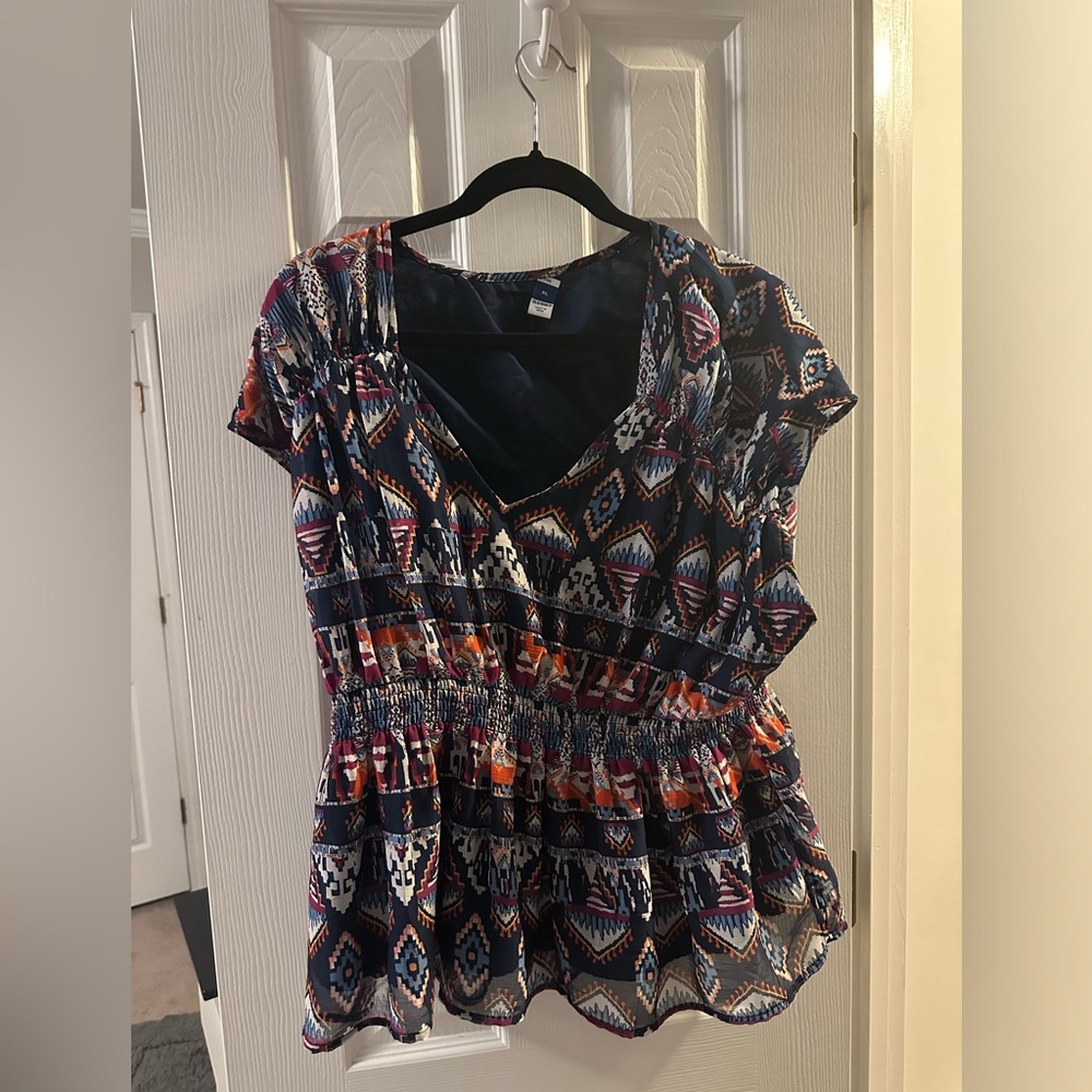 Old Navy Multicolor Geometric Blouse
